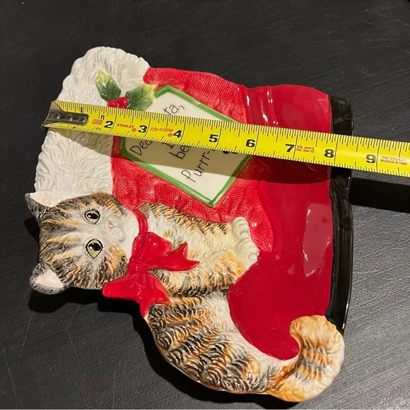 Fitz & Floyd Claus & Paws Cat Canapé Christmas Plate “Dear Santa “ Plate - Picture 10 of 11
